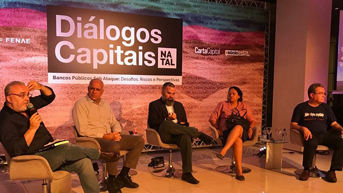   Participaram do debate o futuro senador Jean-Paul Prates, a governadora eleita do RN, Fátima Bezerra, o presidente da Fenae, Jair Ferreira, e o sociólogo Jessé Souza, autor do livro “A Elite do Atraso