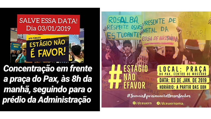  Estagários convocam novo protesto contra ato da Gestão Rosalba para demiti-los