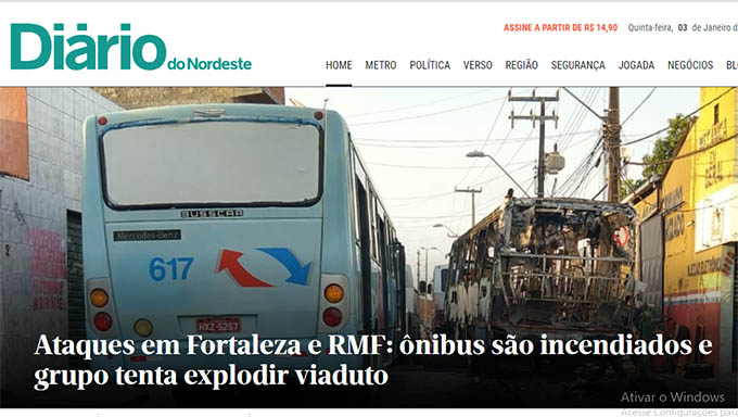   Região Metropolitana de Fortaleza amanheceu sob ataque do crime organizado, com vários ônibus queimados e até um viaduto tentaram derrubar