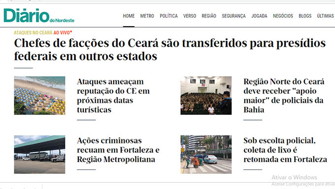   Jornal Diário do Nordeste informa que começou a transferência dos líderes e os serviços públicos (transportes e coleta de lixo) voltam a funcionar com escolta policial