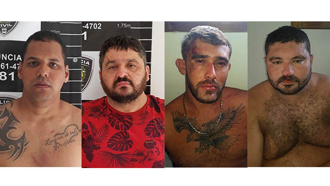   Wilson, de camiseta vermelha, entre os três comparsas que mataram a aposentada Dona Chica e tentaram matar o Seu Raimundo Nonato perto de Patu, no início da manhã de quarta-feira, tiveram as prisões preventivas decretadas