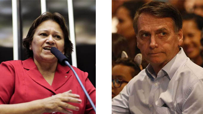   Fátima Bezerra, governadora do Rio Grande do Norte, e Bolsonaro presidente do Brasil