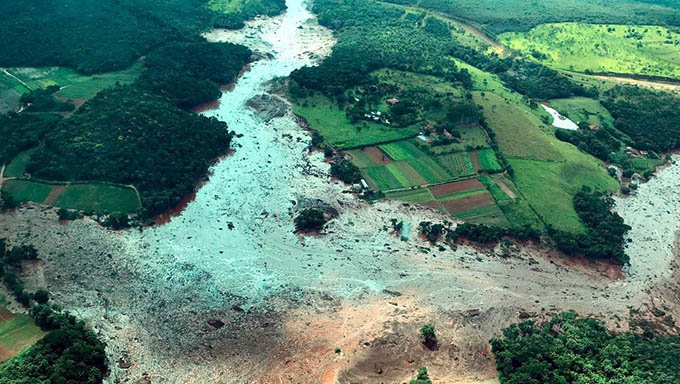   Area devastada na região de Brumadinho, em Minhas Gerais, pelo rompimento da barragem da Vale do Rio Doce, que teve R$ 5 bilhões bloqueados pela Justiça para pagar pelos danos