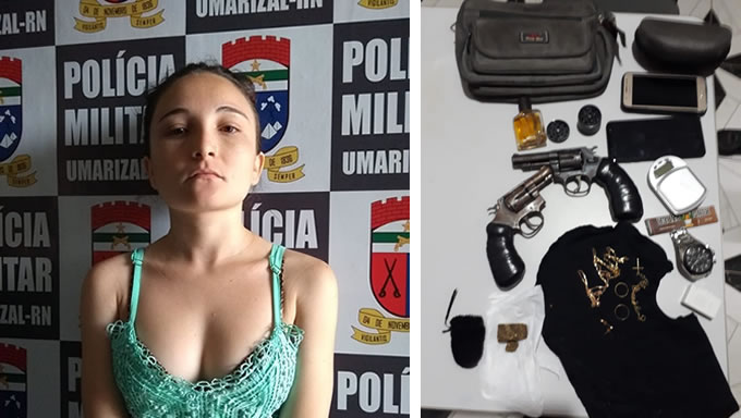   A polícia prendeu a técnica de enfermagem Ayla Vanessa Albuquerque Pinheiro, 26 anos, que estava com armas e produtos de roubo praticados por seu namorado Bezerra de Farias, de 23 anos, conhecido por João Neto, que foi assassinado a tiros, domingo em Umarizal