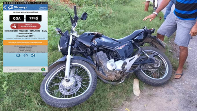   Motocicleta usada pelos assaltantes havia sido tomada de assalto e foi apreendida pela Policia Civil 
