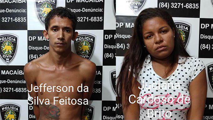   Jefferson Feitosa e a esposa Juciana Cardoso foram autuados em flagrante pelo delegado Cidorgeton Pinheiro, na DP de Macaíba, na manhã desta sexta-feira, 7