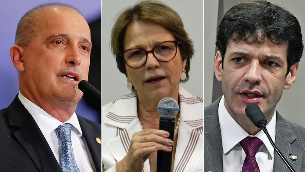   Os ministros Onyx Lorenzoni (Casa Civil), Tereza Cristina (Agricultura) e Marcelo Álvaro Antônio (Turismo). Onyx e Marcelo já foram exonerados para participar da votação na Câmara; Tereza também deve deixar o cargo temporariamente.