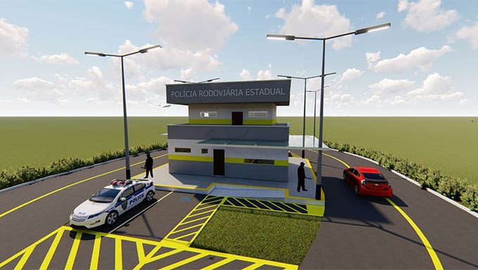   Posto policial modelo, moderno e mais seguro para o cidadão e para os policiais que lá atuarão.   Serão dois pavimentos com: 02 salas de fiscalização para a RN 117, sala para administração, lavabo com acessibilidade, cozinha e copa, dormitório, banheiros, varanda de observação, alças de acesso para veículos, estacionamento, iluminação externa, e sistema de segurança. 