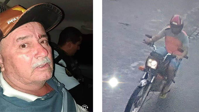  Láercio foi morto no final da tarde por um homem que foi filmado fugindo numa motocicleta