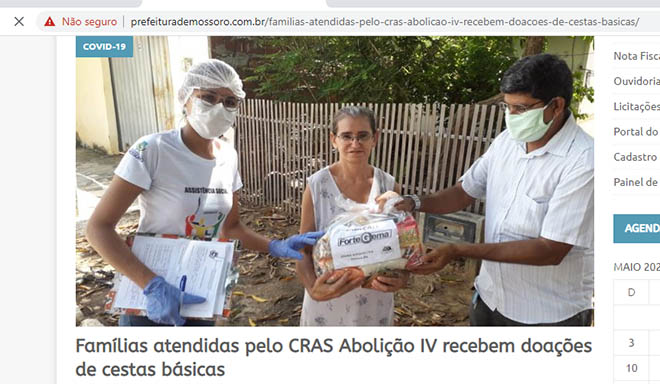   A distribuição de cestas básicas no Cras do Abolição VI, para o Ministério Público Eleitoral, pode ter configurado crime eleitoral e, portanto, abriu uma investigação