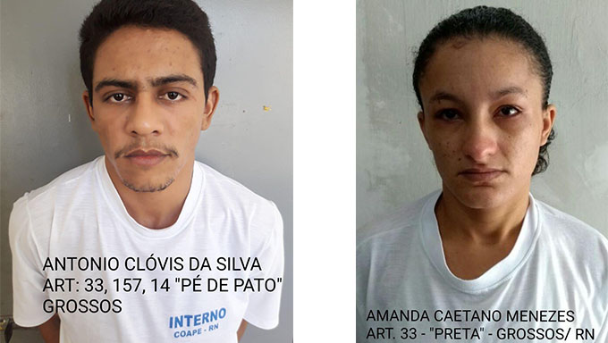   Pé de Pato e Preta, casal residente em Grossos, tombaram ao trocar tiros com a Policia Militar de Tibau, na noite deste domingo, 24