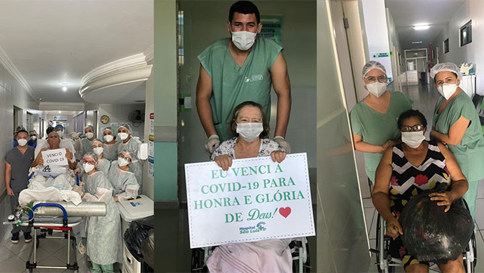   Quarenta pacientes venceram a covid19 nos últimos 10 dias no Hospital São Luiz. Herculano Neto, 65 anos, de Mossoró; Mirandi de Sousa Martins Pereira, de 52 anos, de Olho d'Água do Borges; e Dona Edite Teixeira Jales, de 82 anos, de Mossoró, estão entre os 40 pacientes que venceram a covid19 com apoio da equipe do Hospital São Luiz no período de 26 de abril a 6 de maio; o HSL está com 49 pacientes em UTI e outros 20 na enfermaria.