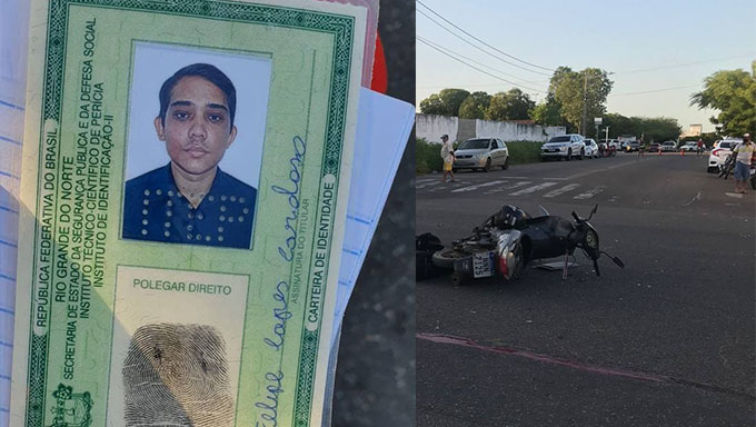   Batida aconteceu entre um Uno Mille e uma moto no cruzamento das ruas João Marcelino com Juvenal Lamartine, perto do Curral Veterinário, no Centro de Mossoró; A vítima, Felipe Lopes Cardoso, de 28 anos, era graduado em música pela Universidade do Estado do Rio Grande do Norte