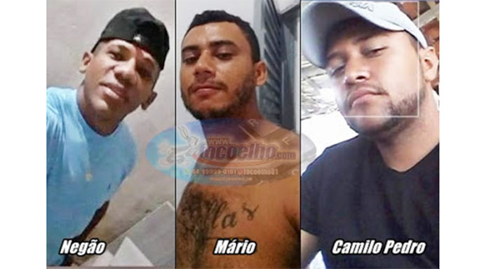   Executaram Mário Sérgio Alves, de 26 anos, natural de João Câmara/RN, Francinildo Cortes, conhecido por Negão, de Mossoró, e Camilo Pedro Fernandes, 27 anos, natural de Assú/RN, por volta das 18h20 desta terça-feira, 8, na localidade de Poré, que fica entre as cidades de Assu e Carnaubais, no Vale do Açu.