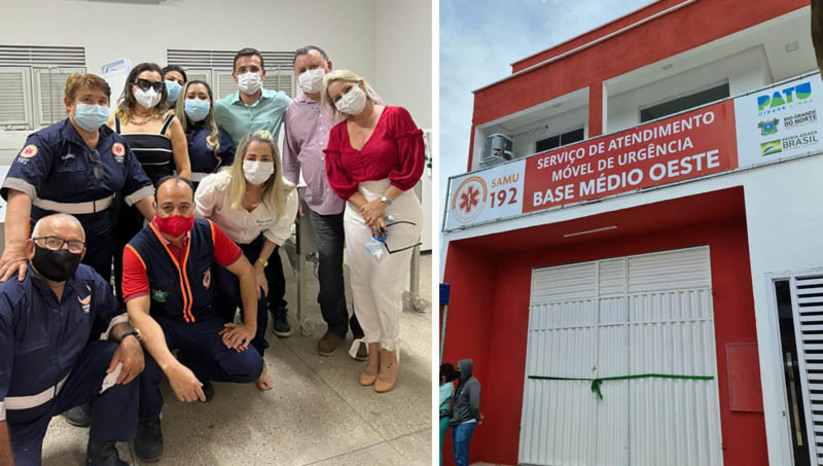 Imagem 1 - Patu ganha base descentralizada do SAMU que irá atender a 11 municípios da região. A base foi instalada nesta segunda-feira (20). A unidade vai beneficiar cerca de 70 mil pessoas, que passarão a contar com o serviço. “É um marco no território a inauguração da base, que contempla o atendimento para a população da região, com assistência ágil e capacitada. Esse é o compromisso do Governo do Estado com a efetivação da parceria do governo com os municípios, no sentido da ampliação de todo o SAMU trazendo uma qualificação no atendimento pré-hospitalar”, disse a secretária adjunta da Sesap, Lyane Ramalho. Imagem 1 - Patu ganha base descentralizada do SAMU que irá atender a 11 municípios da região. A base foi instalada nesta segunda-feira (20). A unidade vai beneficiar cerca de 70 mil pessoas, que passarão a contar com o serviço. “É um marco no território a inauguração da base, que contempla o atendimento para a população da região, com assistência ágil e capacitada. Esse é o compromisso do Governo do Estado com a efetivação da parceria do governo com os municípios, no sentido da ampliação de todo o SAMU trazendo uma qualificação no atendimento pré-hospitalar”, disse a secretária adjunta da Sesap, Lyane Ramalho.
