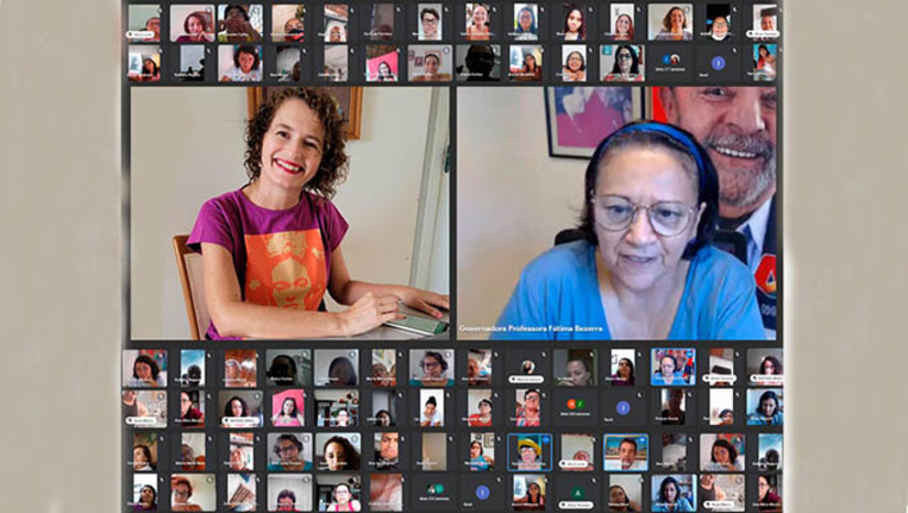 Imagem 1 - A declaração da governadora Fátima Bezerra citando a deputada Isolda Dantas foi em encontro virtual com mais de 300 mulheres de pelo menos 30 municípios do Rio Grande do Norte realizado na tarde deste sábado, ocasião que discutiram várias pautas de interesse das mulheres, como agricultura familiar, segurança, juventude, cultura e educação. Animada, ao final da reunião, a deputada informou: “com a força dessa mulherada vamos seguir esperançando no RN”. Imagem 1 - A declaração da governadora Fátima Bezerra citando a deputada Isolda Dantas foi em encontro virtual com mais de 300 mulheres de pelo menos 30 municípios do Rio Grande do Norte realizado na tarde deste sábado, ocasião que discutiram várias pautas de interesse das mulheres, como agricultura familiar, segurança, juventude, cultura e educação. Animada, ao final da reunião, a deputada informou: “com a força dessa mulherada vamos seguir esperançando no RN”.