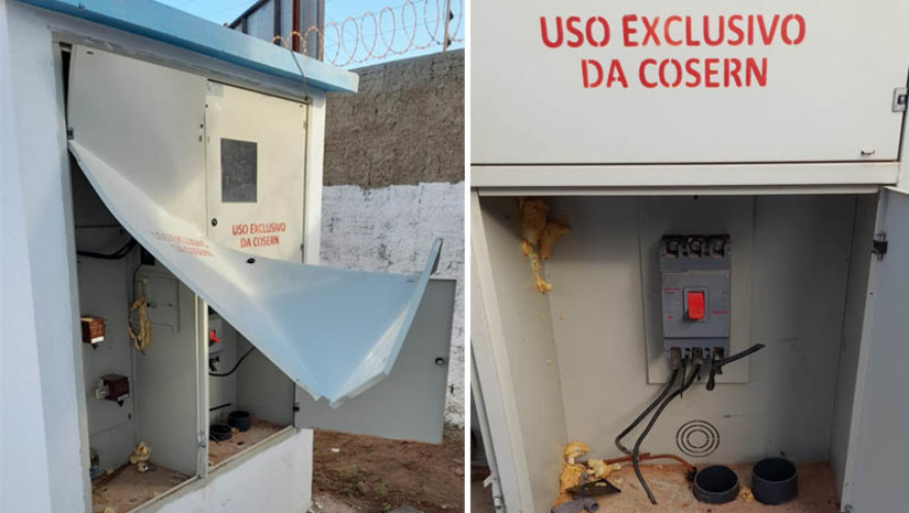 Imagem 1 - Nova Mossoró, Distrito industrial, Santa Delmira, Redenção e Wilson Rosado foram afetados pela ação de vândalos que danificaram as instalações e furtaram cabos elétricos do poço da Nova Mossoró, responsável pelo abastecimento da região. A previsão é que o religamento da unidade acontecerá até este sábado (23), com normalização de abastecimento em até 72h. Imagem 1 - Nova Mossoró, Distrito industrial, Santa Delmira, Redenção e Wilson Rosado foram afetados pela ação de vândalos que danificaram as instalações e furtaram cabos elétricos do poço da Nova Mossoró, responsável pelo abastecimento da região. A previsão é que o religamento da unidade acontecerá até este sábado (23), com normalização de abastecimento em até 72h.