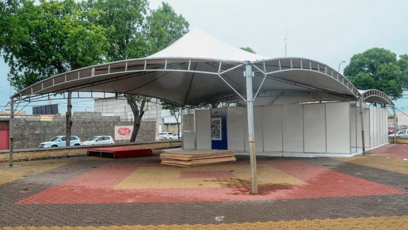 Imagem 1 -  O local está sendo instalado na Praça de Eventos para atendera pequenas ocorrências com o público durante o evento de abertura do São João de Mossoró. 