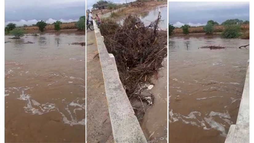 Imagem 1 -  Na região Seridó, o volume de chuvas foi de 120mm a 190mm. No município de Cruzeta, açudes em propriedades particulares começaram a sangrar, colocando um bom volume de água no Rio Salgado. As chuvas desta sextas-feira também foram fortes na região do Alto Oeste do Rio Grande do Norte, Paraíba e Ceará.