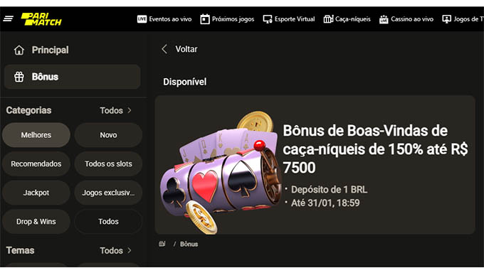 cassino online recebe um bônus de boas-vindas para