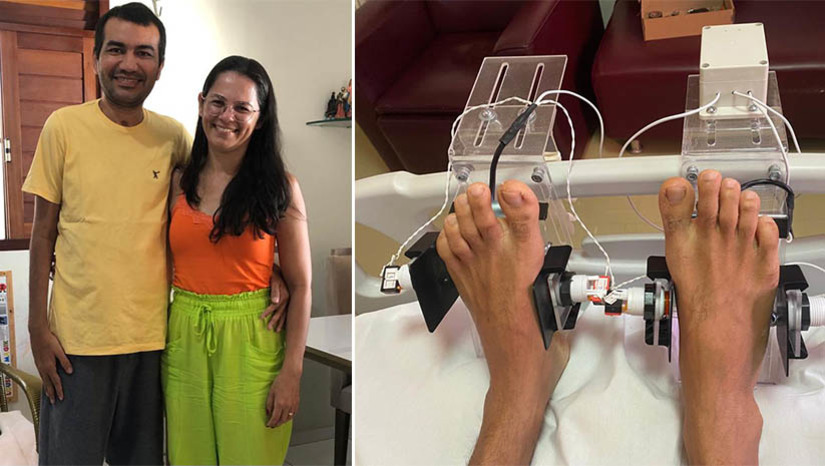 Imagem 1 -  "Sou um milagre", diz potiguar vítima de síndrome rara que o deixou temporariamente preso no próprio corpo. Sem doenças preexistentes, Renato Carvalho, de 39 anos, começou a apresentar sintomas de gripe em julho de 2022 sem imaginar que seria acometido, pouco tempo depois, por uma síndrome rara, a Síndrome do Encarceramento, que lhe causaria paralisia motora generalizada, lhe poupando apenas os movimentos dos pés, por meio dos quais o paciente se comunicava, a partir de um dispositivo inédito desenvolvido por pesquisadores locais; conheça a história.