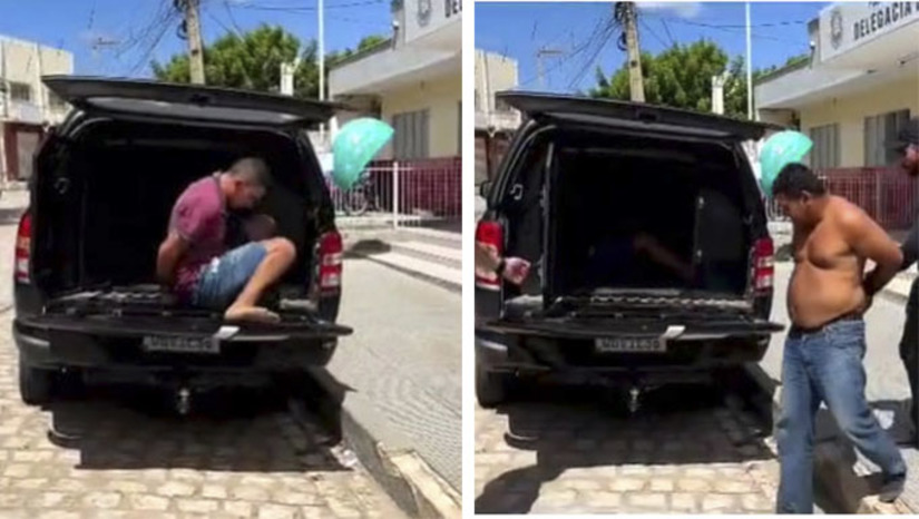 Imagem 1 - O duplo assassinato aconteceu no final da tarde deste sábado, 24, no assentamento Esperança, zona rural de Upanema-RN, quando quatro homens armados, encapuzados, saíram do mato e começaram a atirar, matando o agricultor Francimar de Melo, de 31 anos, e o menino Mayron de Melo, de 4 anos. Chamados ao local, policiais militares de Upanema seguiram os rastros dos suspeitos e prenderam 2 dos 4 atiradores em Campo Grande. O delegado Luiz Antônio assinou o flagrante contra Douglas Oliveira, de 25 anos, e Maciel Almeida, de 37 anos. A Polícia Civil trabalha agora para localizar os outros dois suspeitos. Imagem 1 - O duplo assassinato aconteceu no final da tarde deste sábado, 24, no assentamento Esperança, zona rural de Upanema-RN, quando quatro homens armados, encapuzados, saíram do mato e começaram a atirar, matando o agricultor Francimar de Melo, de 31 anos, e o menino Mayron de Melo, de 4 anos. Chamados ao local, policiais militares de Upanema seguiram os rastros dos suspeitos e prenderam 2 dos 4 atiradores em Campo Grande. O delegado Luiz Antônio assinou o flagrante contra Douglas Oliveira, de 25 anos, e Maciel Almeida, de 37 anos. A Polícia Civil trabalha agora para localizar os outros dois suspeitos.