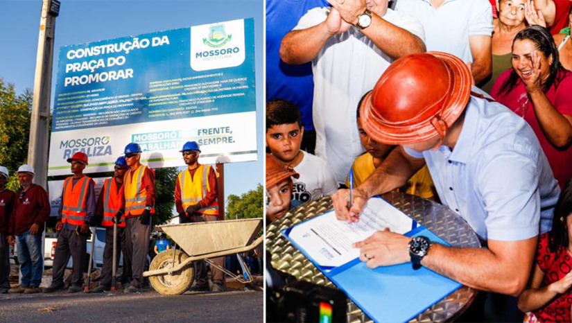 Imagem 1 - Ordens para construção das praças do Promorar e da Maísa são assinadas. As ordens de serviço para construção dos novos equipamentos foram assinadas nesta segunda-feira (11), pelo prefeito Allyson Bezerra. As obras fazem parte da segunda fase do programa “Mossoró Realiza”. No Promorar o equipamento era aguardado há quatro décadas pela população local e terá investimento de R$ 650 mil. Já na Maísa, o investimento da gestão municipal será de R$ 275,9 mil. Imagem 1 - Ordens para construção das praças do Promorar e da Maísa são assinadas. As ordens de serviço para construção dos novos equipamentos foram assinadas nesta segunda-feira (11), pelo prefeito Allyson Bezerra. As obras fazem parte da segunda fase do programa “Mossoró Realiza”. No Promorar o equipamento era aguardado há quatro décadas pela população local e terá investimento de R$ 650 mil. Já na Maísa, o investimento da gestão municipal será de R$ 275,9 mil.