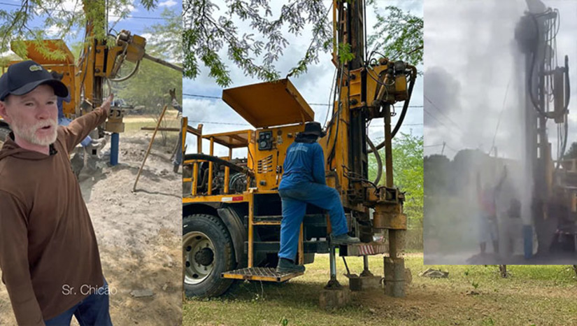 Imagem 1 -  Os primeiros três poços foram concluídos com sucesso neste final de semana. O prefeito Raimundo Pezão quer concluir a perfuração dos outros 12 poços nos próximos 15 dias, em parceria com o DNOCS e o mandato do deputado federal João Maia. 