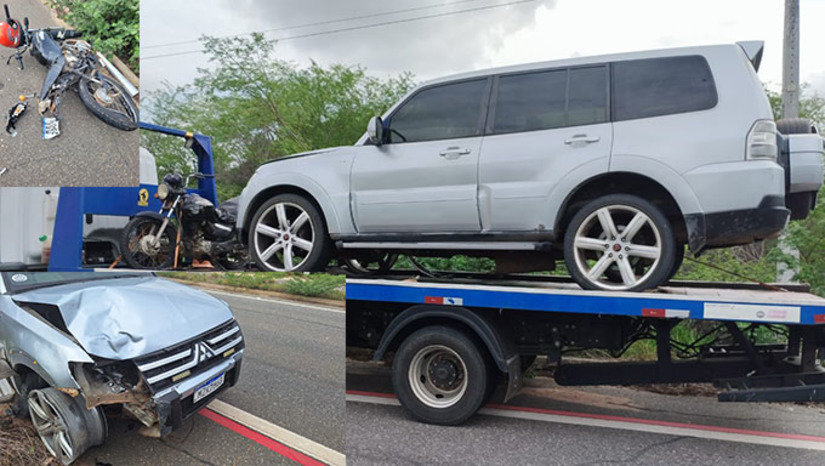 Imagem 1 - O acidente aconteceu por volta das 6 horas deste sábado e deixou também o piloto da moto internado em estado grave. A moto com as duas vítimas e a Pajero trafegavam no sentido Tibau-Mossoró, quando, nas imediações do Assentamento Jurema, a Pajero atropelou a moto violentamente, matou João Maria da Silva, de 33 anos, e deixou em estado grave o piloto da moto, Heliomar Bezerra Lopes, de 36 anos. O caso será investigado pela Polícia Civil. Imagem 1 - O acidente aconteceu por volta das 6 horas deste sábado e deixou também o piloto da moto internado em estado grave. A moto com as duas vítimas e a Pajero trafegavam no sentido Tibau-Mossoró, quando, nas imediações do Assentamento Jurema, a Pajero atropelou a moto violentamente, matou João Maria da Silva, de 33 anos, e deixou em estado grave o piloto da moto, Heliomar Bezerra Lopes, de 36 anos. O caso será investigado pela Polícia Civil.