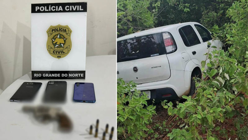 Imagem 1 -  A prisão aconteceu nesta terça-feira (4). De acordo com a polícia civil, na noite desta segunda-feira (3), três homens encapuzados invadiram duas residências, no Rincão, mantendo os moradores em cárcere privado, subtraindo diversos objetos de valor, além de um veículo que foi abandonado após o crime. A equipe da DEFUR foi rapidamente acionada, iniciando uma série de diligências ininterruptas para localizar os suspeitos. Nesta terça, um deles, um homem de 24 anos, acabou sendo preso em flagrante, com alguns objetos das vítimas, além de uma arma usada no arrastão.