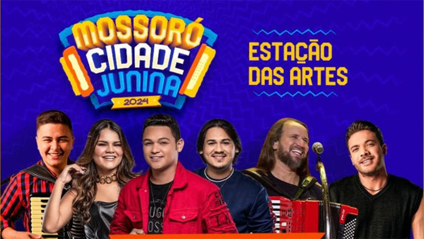 Imagem 1 - Confira a programação desta sexta-feira (7) nos polos do “Mossoró Cidade Junina”. Na noite de hoje a festa continua no São João de Mossoró. Tem forró, recital, poesia, quadrilha junina e muita cultura popular nos polos Estação das Artes, Poeta Antônio Francisco, Circo do Forró, Cidadela e na Arena Deodete Dias. O espetáculo ‘Chuva de Bala no País de Mossoró’ também será exibido no adro da Capela de São Vicente. Para quem vai curtir os shows no polo principal, a sexta terá apresentações de Alex do Acordeon (20h), Bonde do Brasil (21h30), Dorgival Dantas (23h30) e Wesley Safadão (1h30). Imagem 1 - Confira a programação desta sexta-feira (7) nos polos do “Mossoró Cidade Junina”. Na noite de hoje a festa continua no São João de Mossoró. Tem forró, recital, poesia, quadrilha junina e muita cultura popular nos polos Estação das Artes, Poeta Antônio Francisco, Circo do Forró, Cidadela e na Arena Deodete Dias. O espetáculo ‘Chuva de Bala no País de Mossoró’ também será exibido no adro da Capela de São Vicente. Para quem vai curtir os shows no polo principal, a sexta terá apresentações de Alex do Acordeon (20h), Bonde do Brasil (21h30), Dorgival Dantas (23h30) e Wesley Safadão (1h30).