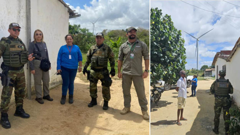 Imagem 1 -  Idema e MPRN vistoriam Complexos Eólicos da região da Serra de Santana. O objetivo da vistoria, realizada nesta quarta-feira (10), foi foi identificar pontos críticos relacionados aos ruídos dos aerogeradores e à poeira dos acessos, atendendo às demandas das comunidades impactadas. A ação contou com o apoio do Batalhão de Policiamento Ambiental para a aferição dos ruídos. O órgão ambiental foi representado pela Fiscalização e pelo Núcleo de Energias.