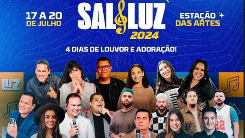 Imagem 1 -  “Mossoró Sal & Luz” começa nesta quarta-feira (17) na Estação das Artes. A primeira noite do evento contará com apresentações de - Estefheson e banda, Cícero Oliveira, Fernanda Brum e Anderson Freire, a partir das 18h. A programação segue até o sábado (20), com shows de bandas e artistas regionais e nacionais. Em 2023, a organização do “Mossoró Sal & Luz” calculou que cerca de 210 mil pessoas passaram pela Estação das Artes durante os dias de evento.