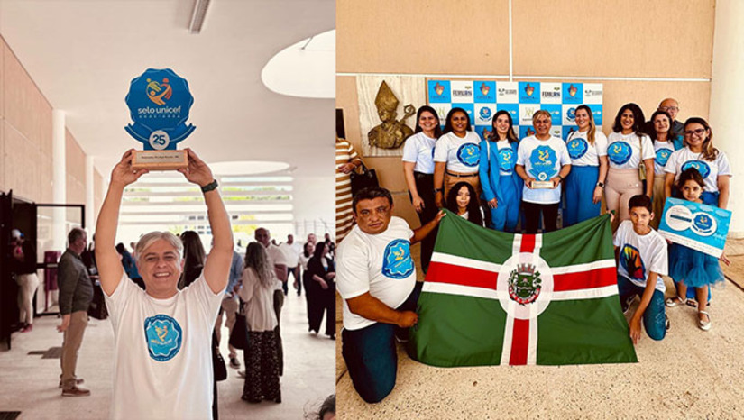 Imagem 1 -  Um reconhecimento do Fundo das Nações Unidas para a Infância (Unicef) ao trabalho da gestão municipal voltado para nossas crianças e adolescentes nos últimos quatro anos.  “Essa conquista é resultado do nosso compromisso, enquanto gestão, com a garantia dos direitos das crianças e adolescentes do nosso município. É um marco que reflete nosso trabalho, dedicação e responsabilidade em construir um futuro melhor para a nossa gente. Seguimos avançando, cuidando de quem mais precisa e fazendo história juntos.”, exaltou Dr. Artur Vale.