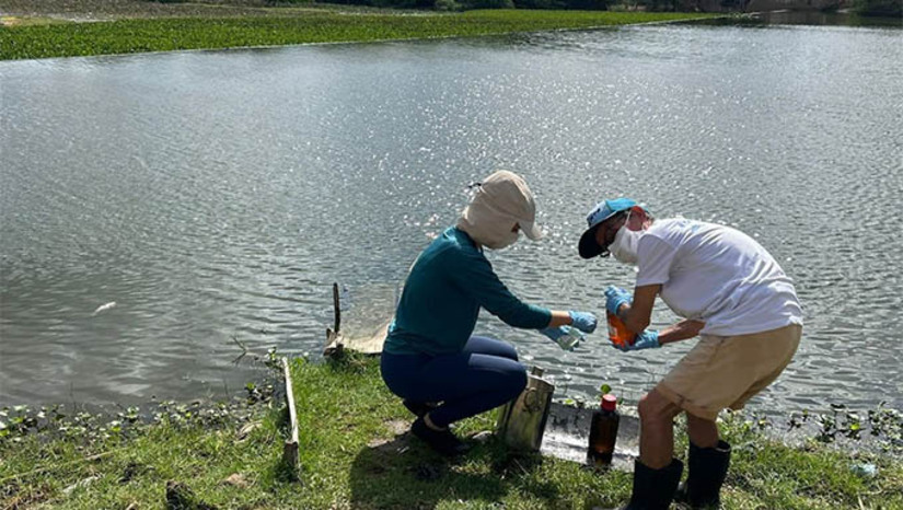 Imagem 1 -  Excesso de poluição foi responsável por mortandade de peixes no Rio Apodi-Mossoró. O Igarn chegou a essa conclusão após realizar uma vistoria técnica para atestar a qualidade da água no rio. Segundo o órgão, durante a vistoria, foi observada, nas margens do rio, a presença de efluentes domésticos e a criação de animais de médio porte, como porcos, que contribuem para a degradação da qualidade da água. Esses fatores podem favorecer o crescimento excessivo de macrófitas aquáticas, que dificultam a penetração da luz solar e reduzem a concentração de oxigênio dissolvido, agravando o quadro de poluição e, consequentemente, a mortandade dos peixes.