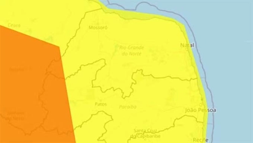   O Instituto Nacional de Meteorologia (Inmet) emitiu nesta segunda-feira (13), dois alertas de chuvas intensas, de até 50 milímetros por dia, para todas as regiões do Rio Grande do Norte, com destaque para a região do Alto Oeste, com possibilidade de chuvas de até 100 mm. A previsão para Mossoró, na região Oeste do Rio Grande do Norte, é de que a semana deve ser de chuvas ao longo da manhã, com expectativa de precipitações mais intensas na quarta-feira (15). O tempo volta a ficar firme na sexta-feira (17). A temperatura varia entre 23 ºC e 33 ºC.