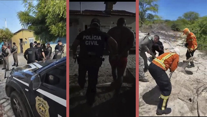 Imagem 1 -  Com a ausência da Polícia, os membros desta facção se travestiam de “justiceiros” no município de Porto do Mangue. Em um dos casos que deveria ter sido resolvido pela Polícia, mataram uma pessoa conhecida por Leonardo e enterraram o corpo nas dunas. Nesta quinta-feira, dia 30 de janeiro de 2025, a Polícia civil, como apoio da Polícia Militar, prendeu dois suspeitos, encontrou o corpo da vítima nas dunas e está em diligências para prender outros três investigados.