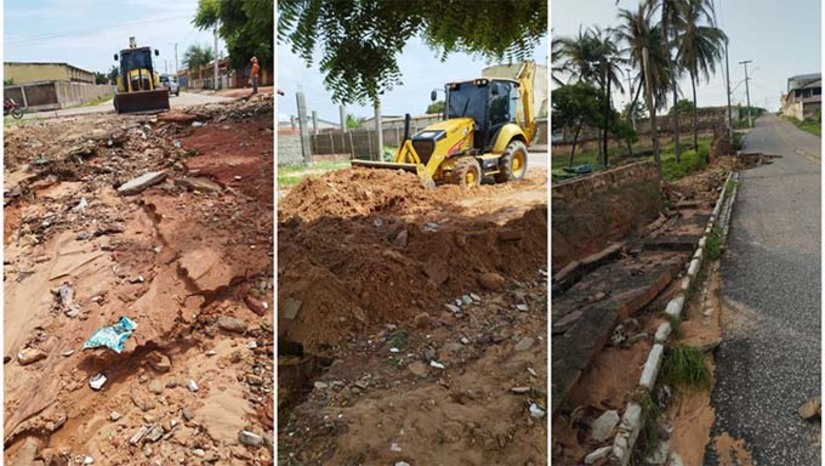 Imagem 1 -  Vários bairros de Tibau foram atingidos pelo temporal, o que fez a prefeitura montar uma força tarefa, para minimizar os impactos das chuvas. Ainda na tarde do domingo (09), a prefeitura deu início aos trabalhos com máquinas e equipes nas ruas. Através de suas redes sociais, a prefeita Lidiane Marques informou que está monitorando toda situação e determinou que as equipes da Secretaria de Obras e Serviços Públicos fossem a campo verificar as consequências da forte chuva e iniciar o trabalho de reparo nas ruas afetadas, trabalho esse que seguirá ao longo dos próximos dias. 
