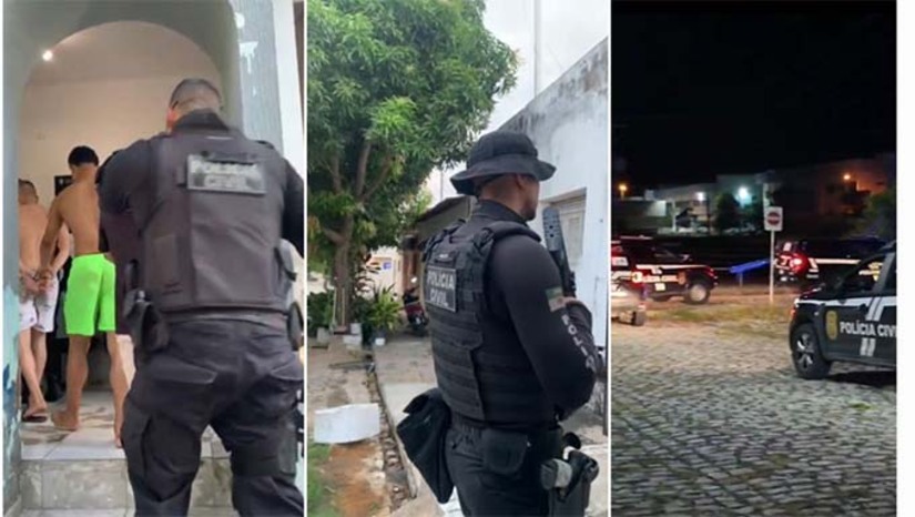 Imagem 1 -  Ao todo, são 61 ordens judiciais, sendo 26 de prisão e 35 de busca e apreensão em Apodi, Janduis e Fortaleza; Ao todo, são mais de 120 policiais do Rio Grande do Norte e do Estado do Ceará em ação desde as primeiras horas desta quinta-feira, dia 10, combatendo suspeitos de homicídio e também de tráfico de drogas.