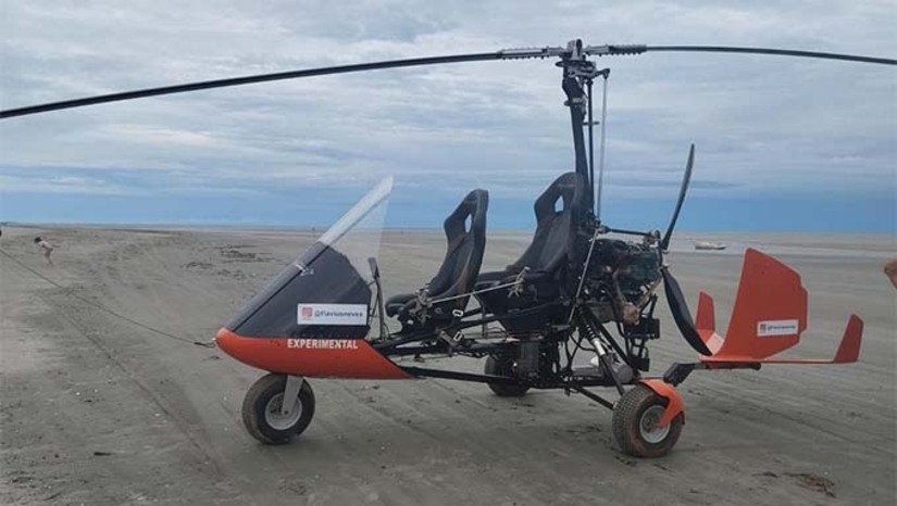 Imagem 1 -  A queda de um Girocóptero na praia de Areia Alvas, Grossos- RN, levanta reflexões sobre segurança no tráfego de aeronaves de pequeno porte. Segundo a ANAC, o Girocóptero precisa de licença e cursos de formação parapilotagem, apesar de ser considerado de fácil manuseio. 
