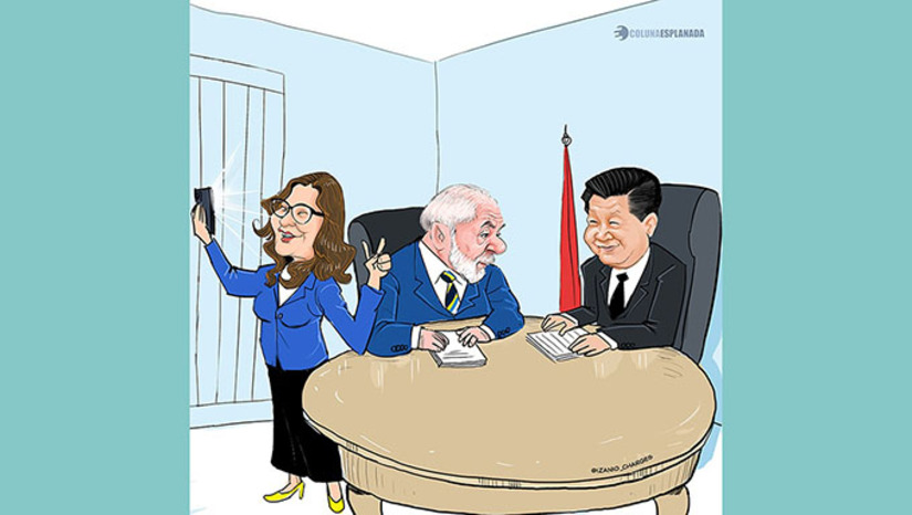 Imagem 1 -  Janja não tem cargo no Governo e falou fora do protocolo. Ela já está no radar dos chineses há tempos. Quando Xi veio ao Brasil para a COP20, o staff presidencial chinês pediu que ela ficasse fora da sala de negociações.