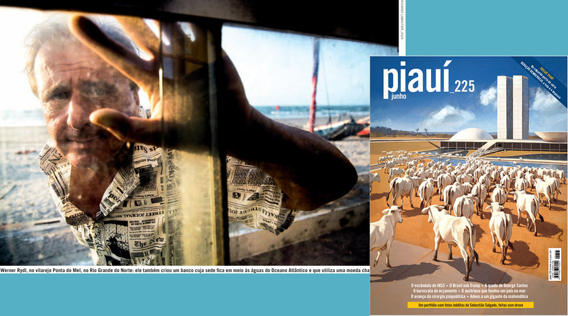 Imagem 1 -  Revelação é feita em reportagem assinada pelo jornalista Allan Abreu, da Revista Piauí, de junho de 2025. Ele detalha a vida de Werner Ridl, de 67 anos, que mora numa casa simples, alugada por R$ 450,00/mês, na praia de Ponta do Mel, em Areia Branca-RN. Werner revela ao repórter que metade dos R$ 100 bilhões de sua fortuna, é referente a 306 toneladas de ouro que tem escondido no fundo do mar, há 90 km da costa Brasileira, tudo declarado à Receita Federal. Ele também criou um banco em 2021, e, em 2024, enviou a carta a Casa Civil, se colocando à disposição do Governo Brasileiro para ser o presidente do Banco Central do Brasil de 2025 a 2028. Ele responde a sete processos por suas movimentações financeiras suspeitas no Brasil e tem condenação na Áustria. Veja reportagem da Revista Piauí, na íntegra, acessando o MH.