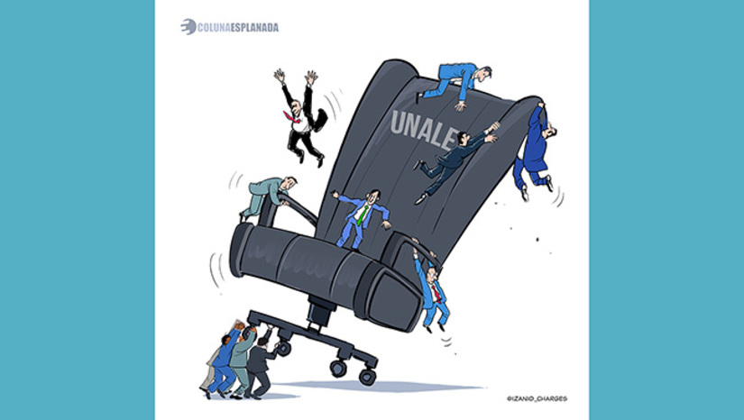 Imagem 1 -  Emissários da Unale notaram que, ao perceber a mobilização, Tia Ju tenta alterar o estatuto para extinguir o cargo e ter maior controle administrativo, o que pode causar reações internas. Em resposta, a assessoria de Tia Ju informa que há uma proposta de reforma estatutária para extinguir o cargo, da gestão passada, e nega que haja movimento para impedir nomeação. Esclarece que o cargo de diretor-geral “é de contratação direta, de natureza celetista, não estando sujeito a processo de eleição entre os parlamentares”.
