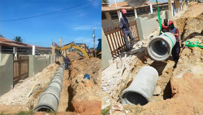 Imagem 1 -   Nesta nova fase, as equipes iniciaram os importantes serviços de drenagem e a construção do meio-fio, etapas fundamentais que preparam o terreno para a pavimentação e garantem a qualidade e durabilidade do projeto.  A iniciativa faz parte do abrangente Programa Habita Tibau e representa um investimento de cerca de R$ 900 mil na localidade