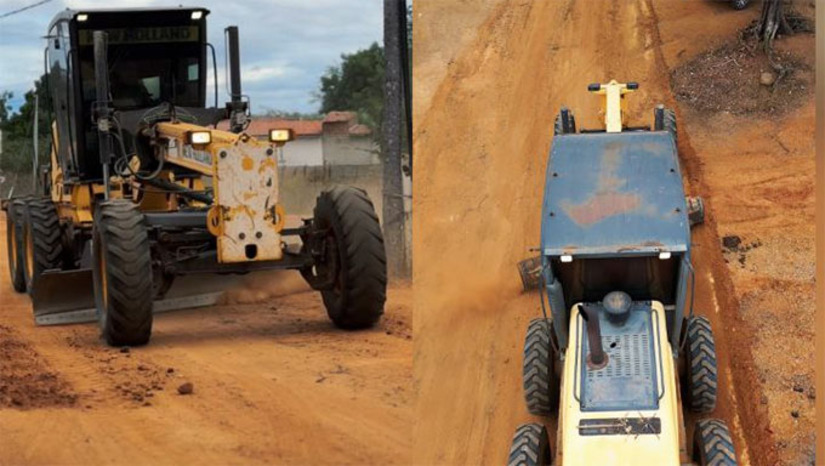 Imagem 1 -  A Prefeitura de Caraúbas está realizando a recuperação das estradas vicinais do município, com foco em melhorar o transporte escolar, a mobilidade de moradores e o escoamento agrícola. As obras seguem um cronograma para atender a extensa zona rural. Comunidades como Santo Antônio, Miranda, Rio do Umari e, atualmente, Marrecas já foram beneficiadas.
