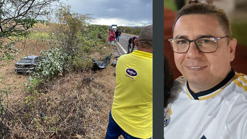 Imagem 1 -  Erione Maia de Oliveira, de 50 anos, residente em Mossoró conduzia VW/Polo e bateu de frente com Fiat Strada conduzido por uma senhora de 50 anos, que foi socorrida com ferimentos graves para o Hospital Regional de Pau dos Ferros. A PRF confirmou que o acidente aconteceu no final da tarde na BR 405, entre as cidades de São Francisco do Oeste-RN e Itaú-RN, um trecho com curvas sinuosas e com alguns buracos perigosos.