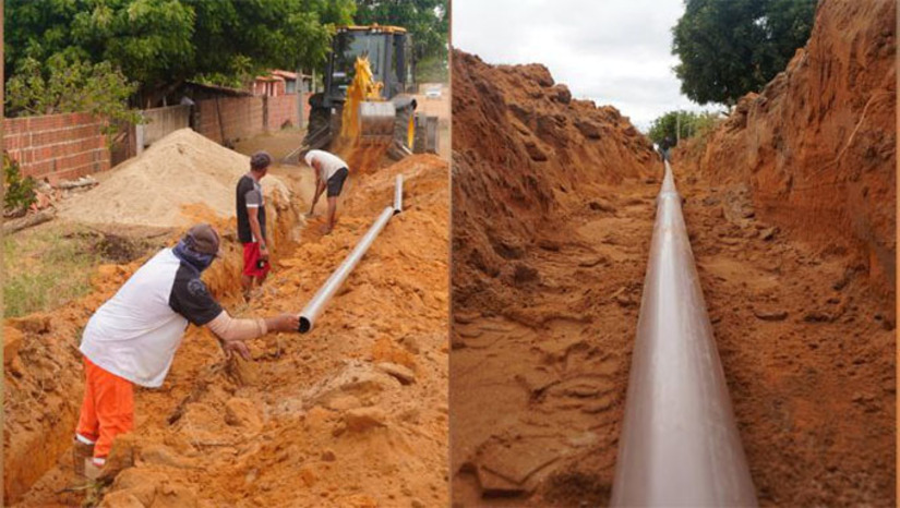 Imagem 1 -  O serviço vai garantir água nos lares de cerca de 150 famílias. A  obra consiste na instalação de canos com redução, garantindo mais pressão na água para complementar a distribuição da primeira rede instalada que não estava atendendo a demanda.   O investimento de mais de R$ 42 mil da gestão municipal é complementar a outras iniciativas que buscam garantir o abastecimento no Palheiros 3 que incluem perfuração de poços, construção da adutora e da rede de distribuição e instalação de caixa d’água elevada.