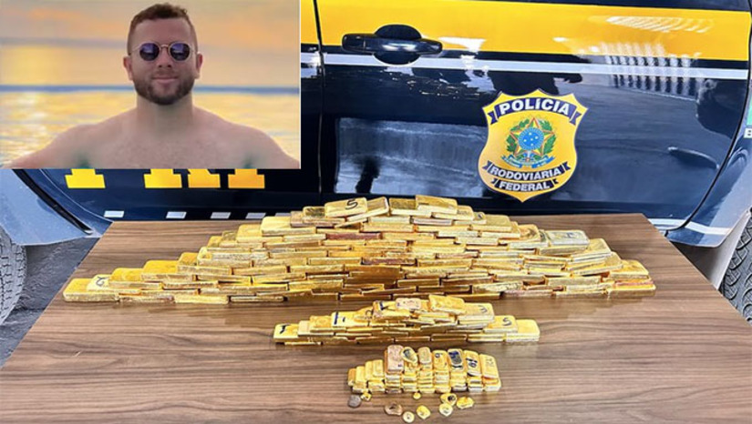 Imagem 1 -  Avaliados em mais de R$ 60 milhões, o ouro foi apreendido nesta segunda-feira, 4, perto de Boa Vista/RR, pela PRF, escondido no painel de uma caminhonete Hilux branca, que era conduzida pelo empresário Bruno Mendes de Jesus, de 30 anos, natural de Rondônia-RO. Levado a Polícia Federal, ele foi autuado em flagrante e, na Audiência de Custódia, o juiz decretou a prisão preventiva. A PF investiga agora onde este ouro foi extraído, como isto aconteceu, o verdadeiro dono e o destino.
