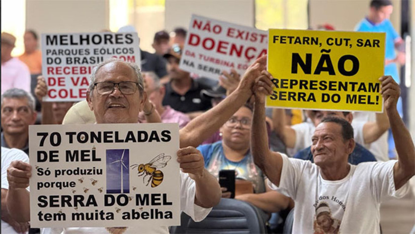 Imagem 1 -  Expressaram esta insatisfação para a Secretária Nacional de Diálogos Sociais e Articulações Politicas Públicas Kenarik Boujikian, da Presidência da República, em reunião realizada na tarde desta terça-feira, 5, na Câmara Municipal de Serra do Mel. Segundo eles, esta ação representa uma ameaça real a produção de energia limpa e a renda dos colonos da Serra do Mel. Sobre o contrato, eles asseguram que deveria ser copiado e não combatido judicialmente.