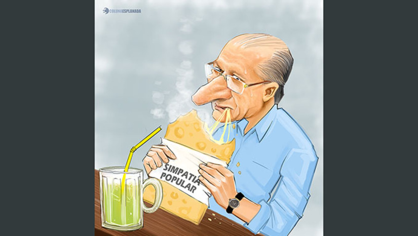 Imagem 1 -  O vice-presidente Geraldo Alckmin busca cair nas graças do povão, caso o presidente Lula da Silva não decida se candidatar em 2026. Participou de um programa matinal na televisão em rede nacional falando de amenidades e depois seguiu para comer pastel em  quadra de Brasília.